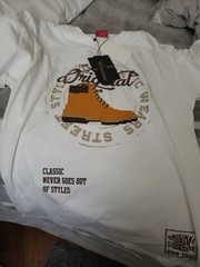 Mens Victorious White Textured White Xl Tshirt Boot Print
