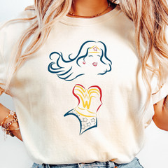 Minimal Wonder Woman Line Art T-Shirt | Feminine Superhero, Women Empowerment