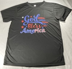 Patriotic God Bless America Red/White/Blue Black Shirt Men’s Large