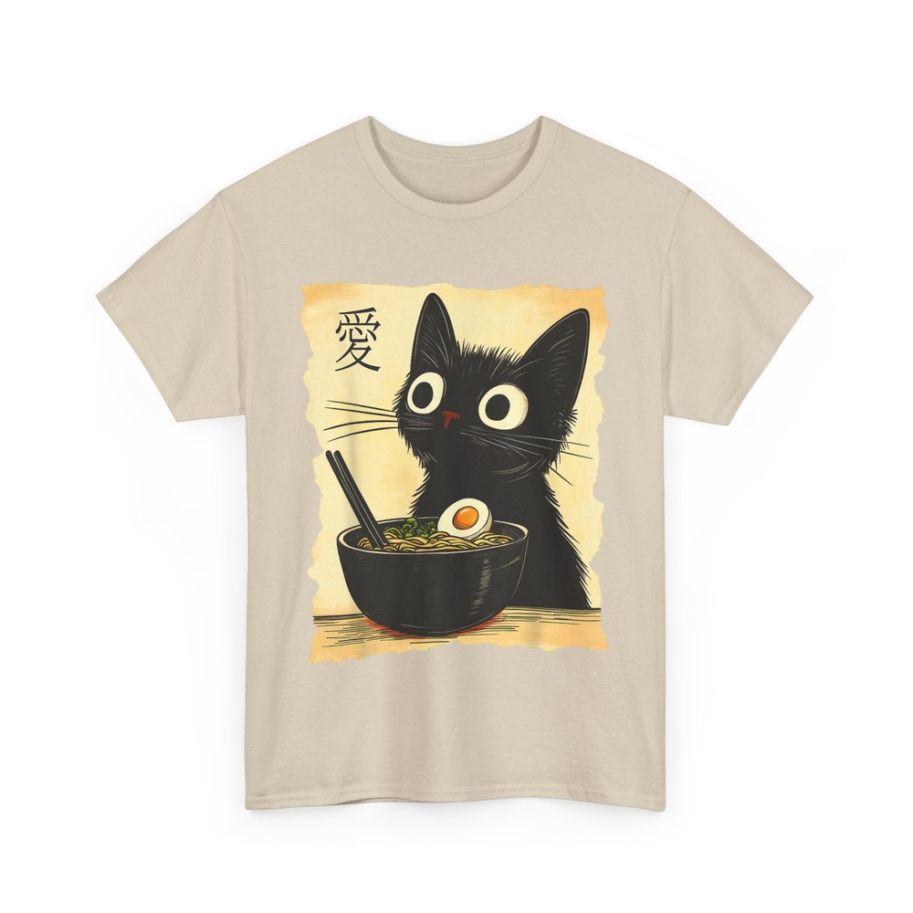 Cat Ramen Graphic Tee, Japanese Kawaii Anime Cat Lovers Funny T-Shirt