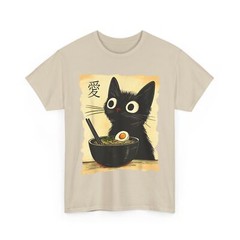 Cat Ramen Graphic Tee, Japanese Kawaii Anime Cat Lovers Funny T-Shirt