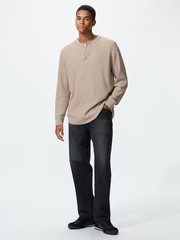 UNIQLO Waffle Henley Neck T-Shirt XS-4XL Men Regular Fit 482766 NWT