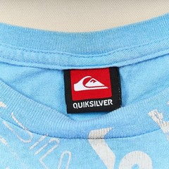 Vintage 90s Quiksilver Graphic T-Shirt Men’s L Blue Wave Logo Wrap Around