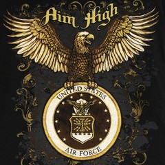 U.S. Air Force Emblem “Aim High” Men’s Graphic Print T-Shirt in Black, Medium