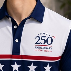 America 250th Anniversary Patriotic Golf Polo, 4th of July Basic Shirt (S-5XL)