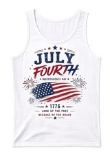 tank top for men 4th of July Independence Day 1776 USA flag graphic white