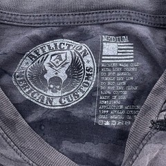 Affliction Shirt Men Medium Gray American Customs Indian Chief Tattoo MMA Live