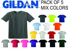 (5 Pack) GILDAN Short Sleeve Mix Colors Plain Blank T Shirts Tee Assorted Mix