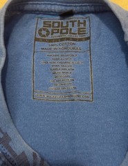 Southpole Men’s T-Shirt 2XL Blue and White Short Sleeve Graphic Print Crew Neck