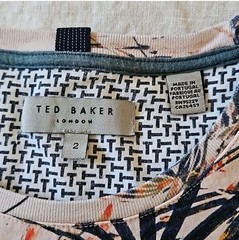 Ted Baker Men’s Yorkii Tropical Tee Shirt Size 2 Short Sleeve Salmon Pull-On