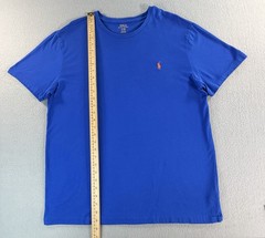 Polo Ralph Lauren Men’s Blue Crew Neck T-Shirt Large Orange Pony Cottonl