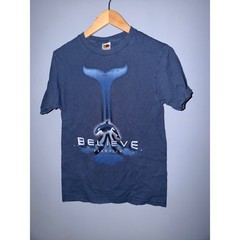 SeaWorld Believe Orca Whale Graphic T-Shirt Navy Blue Fruit of the Loom Small