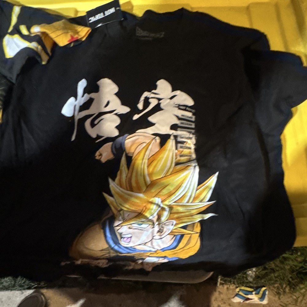 (2)Dragon Ball Z Goku Men’s medium Black Graphic Print Crew Neck Short