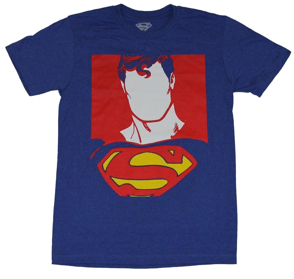 DC Comics Superman Portrait Blank Face Men’s Blue T-Shirt SM, MD, LG, XL, 2XL