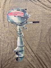 Johnson Men’s M/L Gray Sea Horse Outboard Graphic T-Shirt Short Sleeve Crew