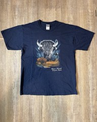 Gildan Ultra Cotton Men’s Navy Bison Ranch Graphic Crew Tee Short Sleeve L