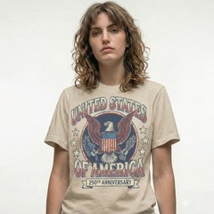 United States Of America 250th Anniversary Eagle Crest Vintage T-Shirt