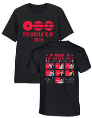 KPOP Premium Printed T-Shirt BTS Tour Front & Back 5 Styles Black Kid Adult Teen