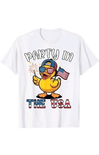 Patriotic Party In The USA 4th July Funny Duck Boy Toddler T-Shirt White