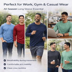 24 Pack Men’s Long Sleeve T-Shirts 2XL Dark Colors Cotton Blend Bulk Tees