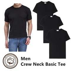 Gemrock Men 100% Cotton Crew Neck T Shirt Solid Black Short Sleeve Tee S-4XL lot