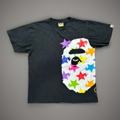 BAPE Ape Head Tee Black/Rainbow Star Camo Size M 100% Authentic Pre-Owned RARE