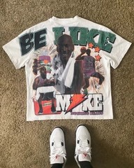 Men’s Summer Retro Letter Portrait Printed T-shirt Boxy Fit Y2k Urban Streetwear