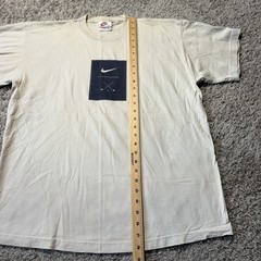 90s Vintage Nike Golf Swoosh Tee Large White Cream Tiger Woods Made USA Cotton