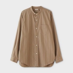 PHIGVEL 22AW Band Collar Shirt Khaki Beige Stripe Size 3