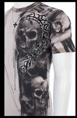 $58 AFFLICTION Sand Black WALKING DEAD Short Sleeve Slim Fit T-shirt NWT