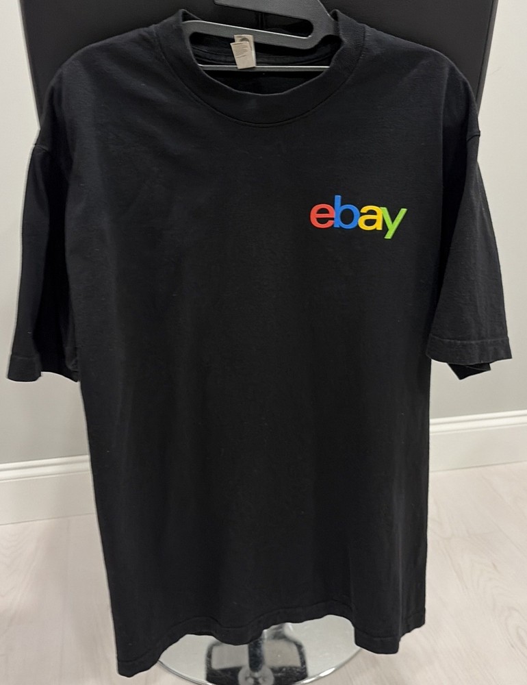 Men’s eBay Open Swag Black T-Shirt Size Medium M Logo Shrink Free Vicente