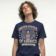 United States Of America 250th Anniversary Eagle Crest Vintage T-Shirt