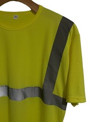 Safety Shirt Mens 3XL High Visibility Florescent Yellow Reflective Strips NEW