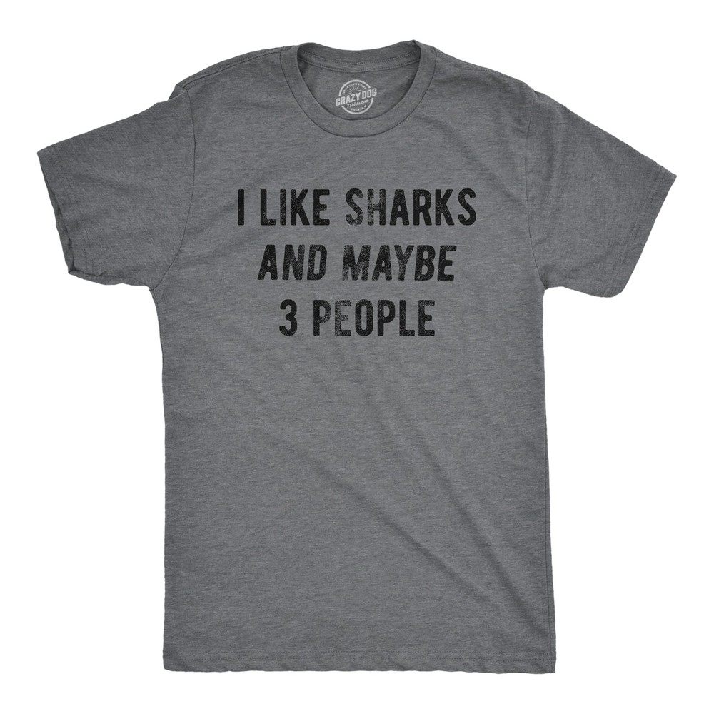 Mens Funny T Shirts I Like Sharks and Maybe 3 People Sarcastic Shark Week