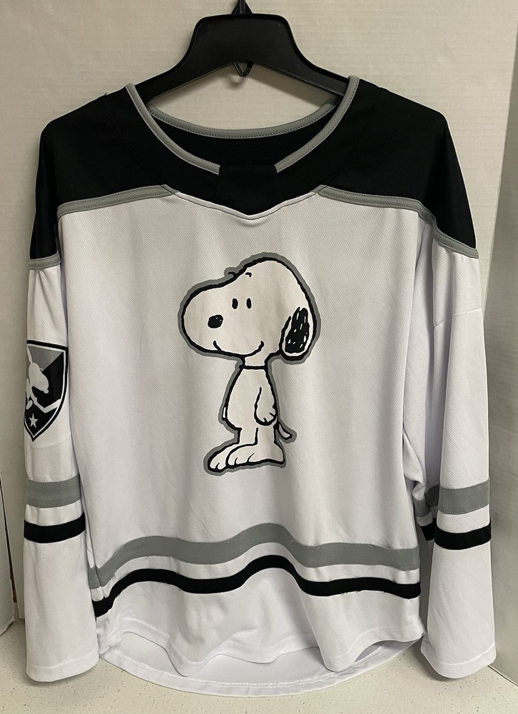 Snoopy Peanuts Hockey Jersey Size Small Black White Charlie Brown NHL Style #50