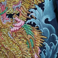TARMAFIA Year of the Dragon Handmade Sequin & Beaded Mens L Shirt Power Fortune