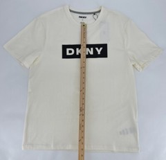 DKNY T-Shirt Mens Medium Tofu Box Logo Designer Crewneck Tee Cotton Retro Y2K
