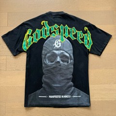 NEW Godspeed Masked Skull Print Logo tee men’s washed short sleeved T-shirt