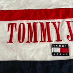 Tommy Jeans Oversized Fit Color Block T-Shirt L Flag Logo Embroidered VTG 90 80