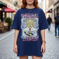 70s Retro Sun Moon T Shirt Oversized Aesthetic Trippy Mushroom Hippie Top Tee
