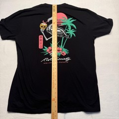 Riot Society Shirt Mens XL Black Skeleton Flamingo Welcome To Paradise Tee