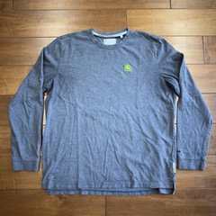 John Deere Embroidered Logo Men’s Long Sleeve T-Shirt Gray Size M