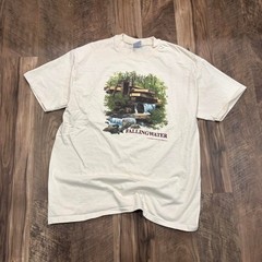 Vintage 1994 Fallingwater Art Tee Graphic Frank Lloyd Wright Nature Outdoor Tee
