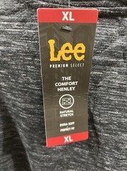 Lee Textured Comfort Henley Shirt Black Men’s X-LARGE Stretch $45