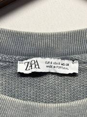 Zara T Shirt Mens Small Heather Gray Ribbed Knit Distressed Crew Neck Casual