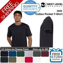🔥 Next Level Men Cotton Chest Pocket Ring-spun Cotton T-shirt Up To 3XL 3605