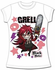 *NEW* Black Butler: Chibi Grell White Juniors Small (S) T-Shirt by GE Animation