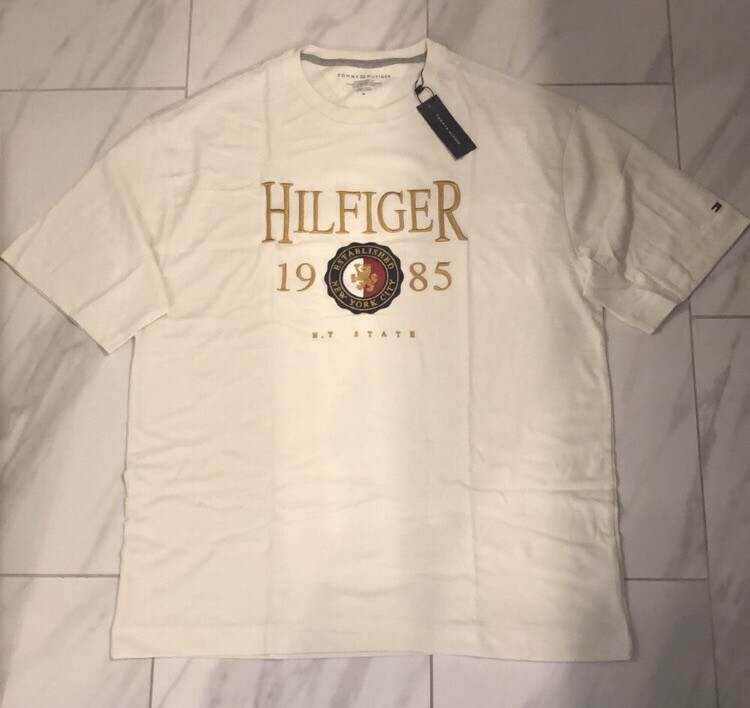 Tommy Hilfiger Oversized Logo T-Shirt White Gold (Measurements in Desc.) $49.50