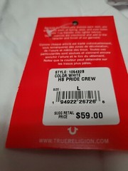 NEW True Religion White Rainbow/Pride Color Horseshoe Logo Tshirt SZ Large