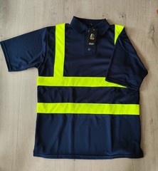 ID Workwear Ultimate Navy / Yellow Hi Vis Polo Shirt Press Studded Fastening